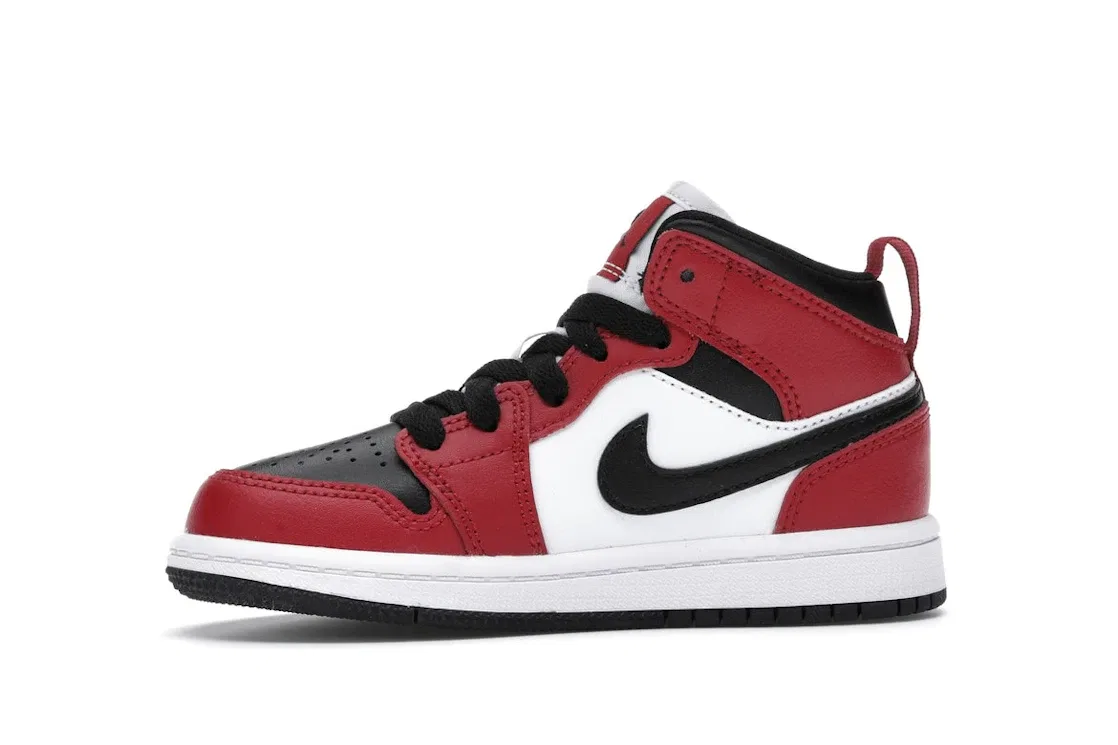 Детские кроссовки Lifestyle с принтом Jordan 1 Mid Chicago Toe (PS) Jordan, Black Gym Red-Black — фото 3