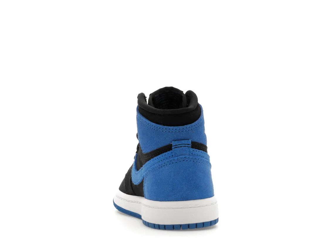 Детские кроссовки высокие с замшей Jordan 1 Retro High OG Royal Reimagined Jordan, Black/Royal Blue/White — фото 4