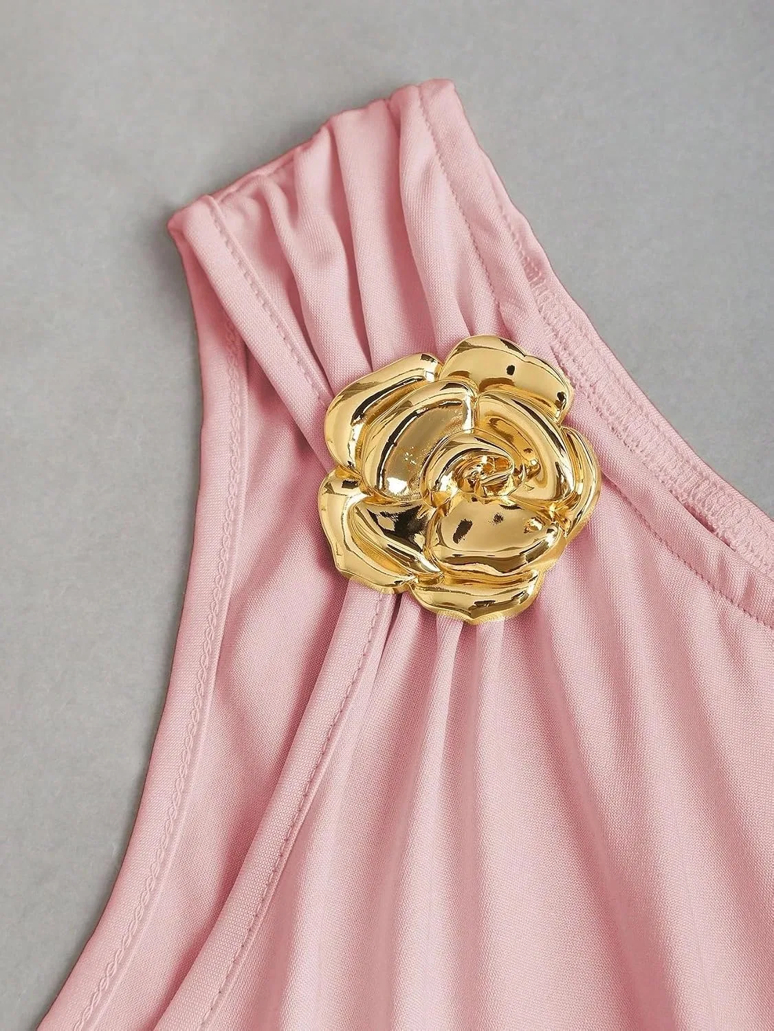 Женское повседневное мини-платье bodycon с асимметричным вырезом, Pink — фото 4
