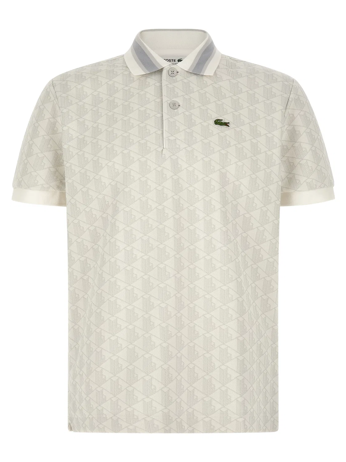Мужское поло с геометрическим жаккардовым узором Lacoste, White
