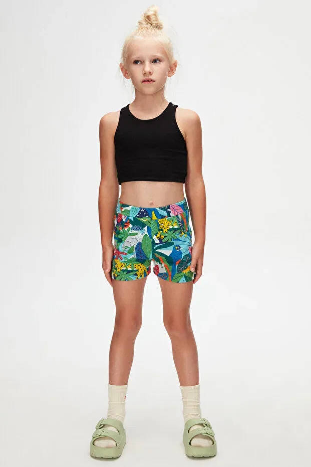 Детские шорты для девочек с принтом Tropical Zoo Lovetti, Patterned