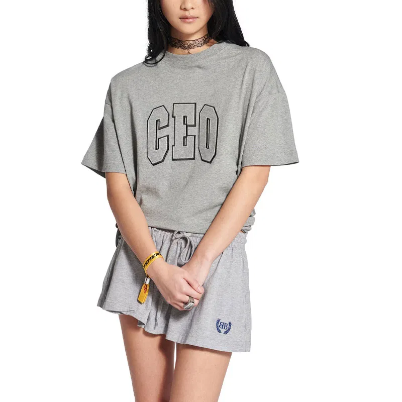 Футболка свободного кроя Ceo Team Logo, Balenciaga, Mixed Gray — фото 4