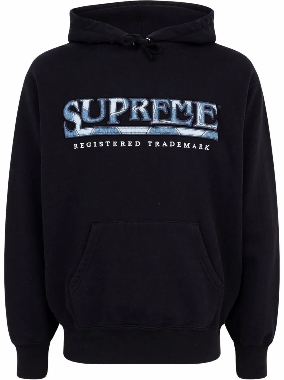 Худи с логотипом из денима Supreme, черный