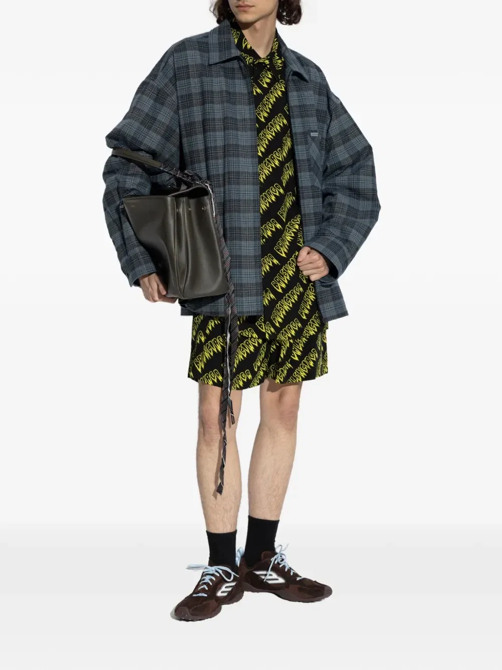 Клетчатая рубашка BALENCIAGA, синий — фото 2