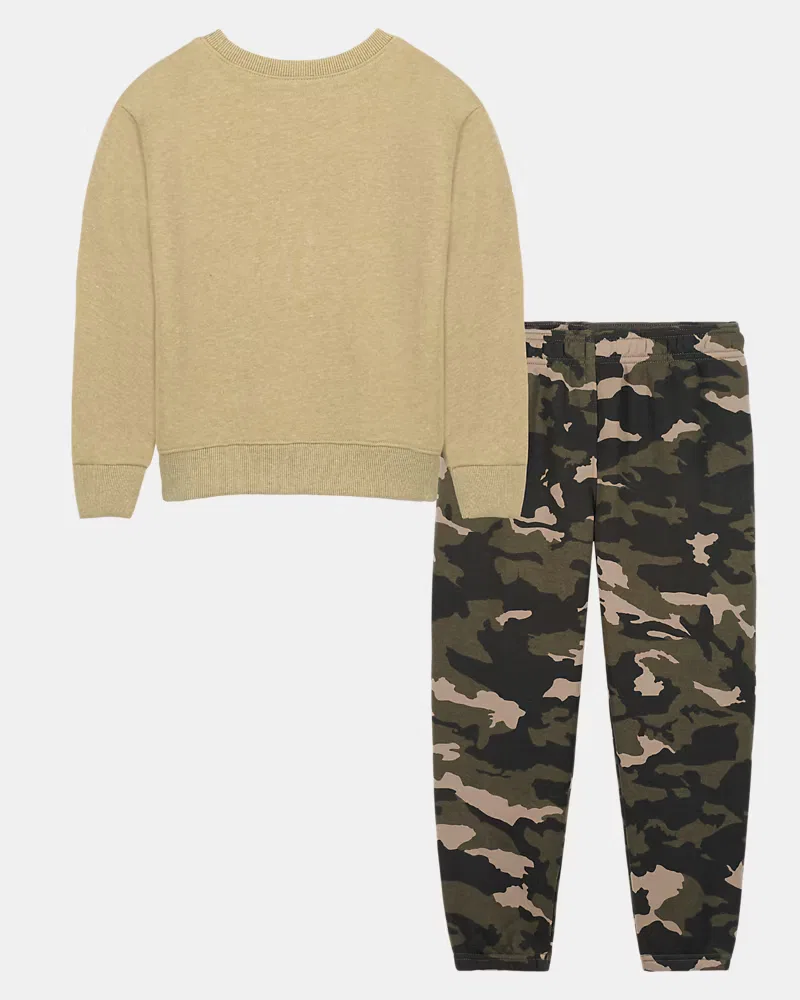 Детский комплект худи и джоггеры из флиса UA Rival Camo UnderArmour, Field Khaki/White — фото 3