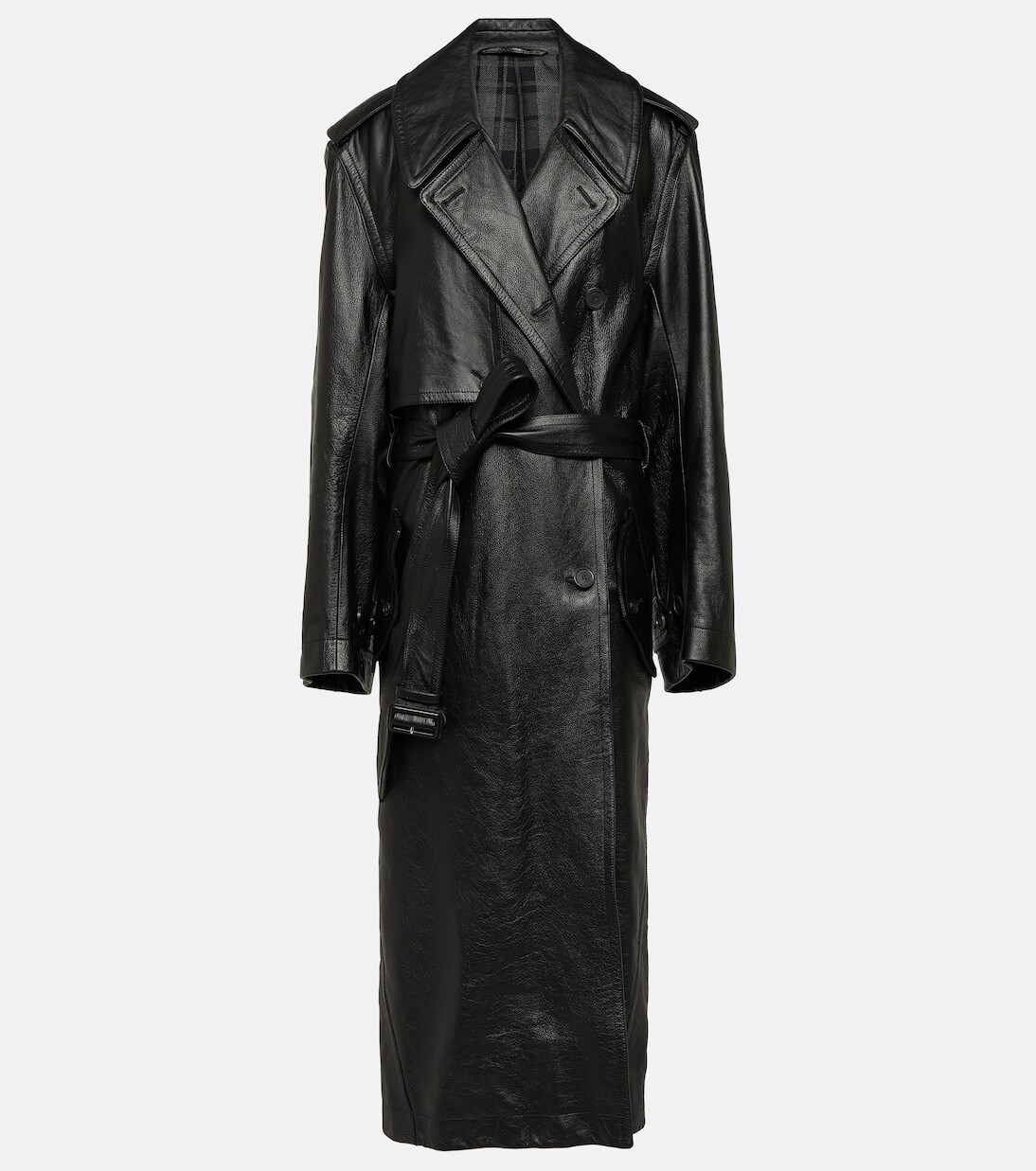 

Тренч из кожи cocoon Balenciaga, черный