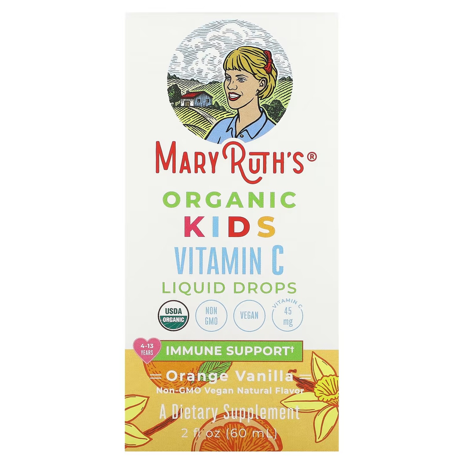 

Капли с витамином С MaryRuth's Organic Kids апельсин и ваниль, 60 мл