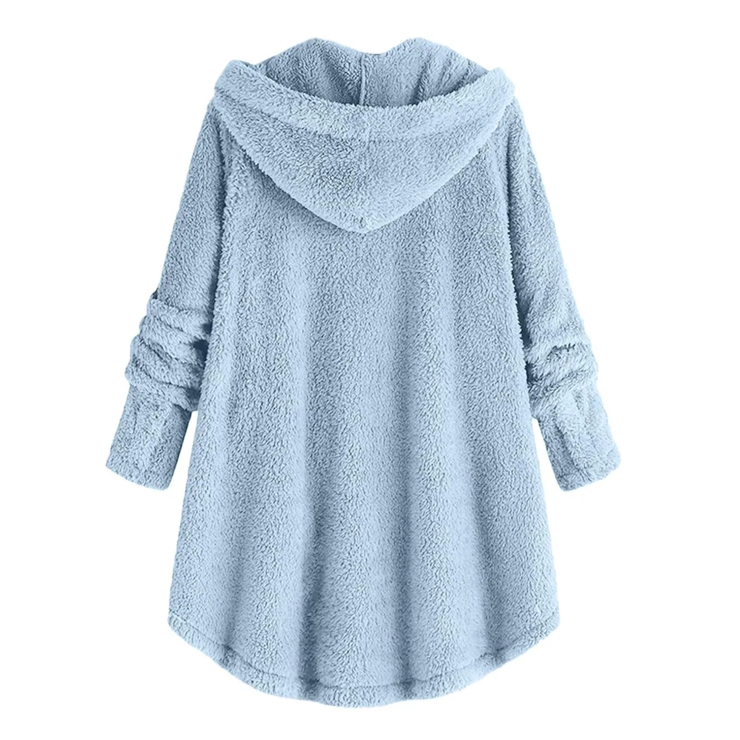 Женская флисовая куртка с подкладкой из шерпы, с длинным рукавом, модель Teddy Coats, Blu Cielo — фото 4