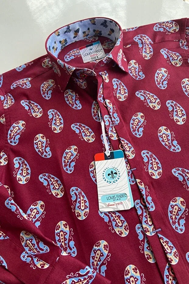 Детская рубашка для мальчиков с длинным рукавом Louis Kids, Burgundy — фото 2
