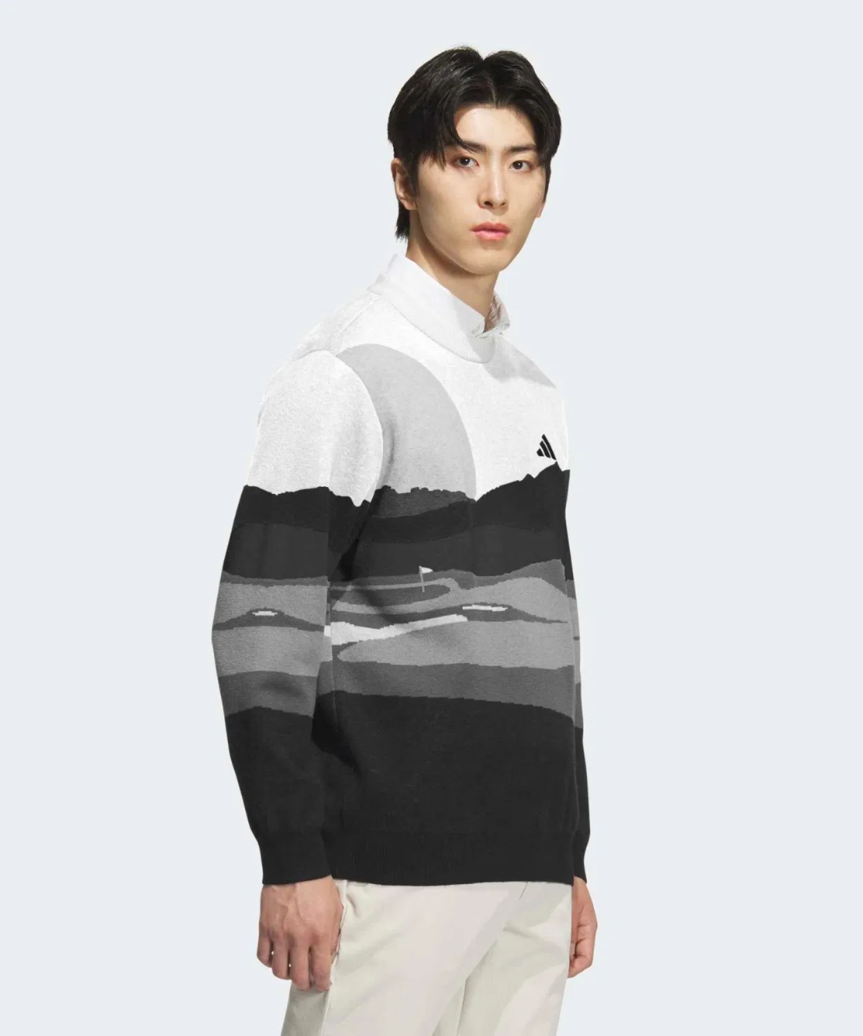 Мужской свитшот с длинным рукавомс графическим принтом Adidas Golf, Black — фото 3