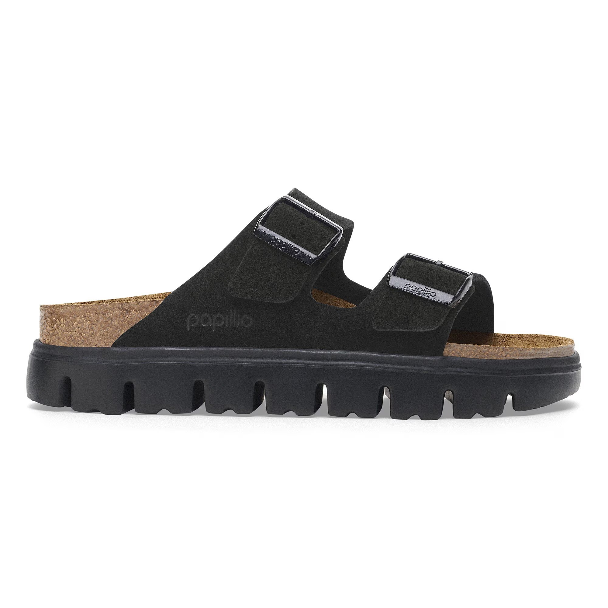 Сандалии Birkenstock Arizona Papillio Platform Suede Leather 1028403, черный