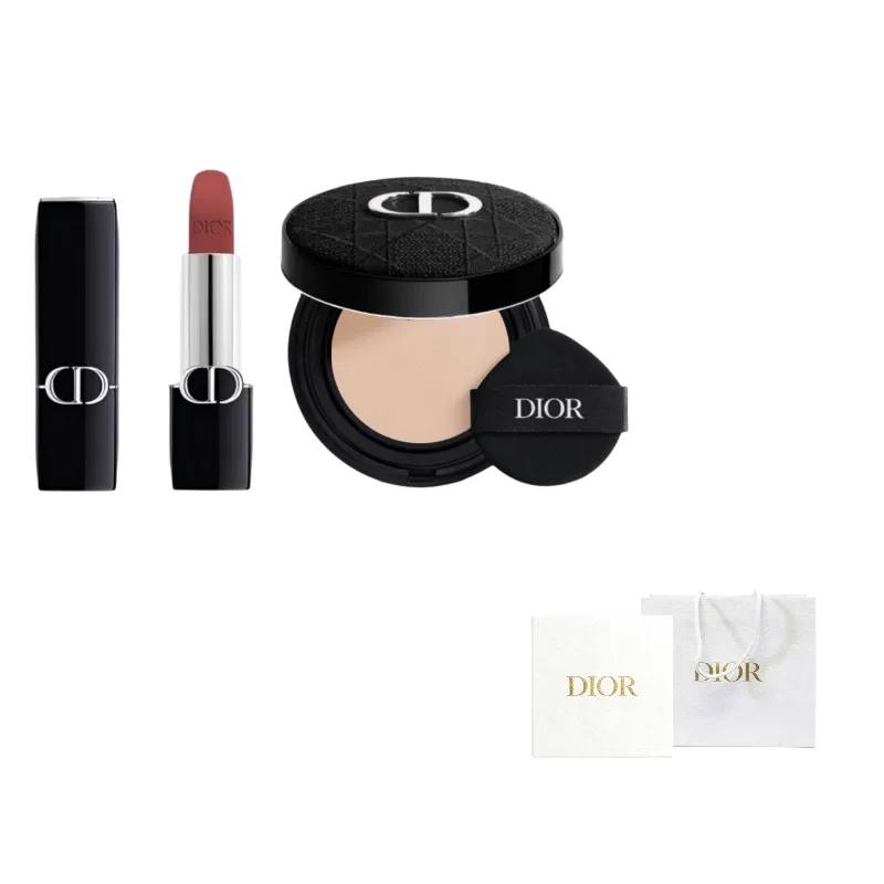 Набор косметики с помадой и тональной основой, DIOR, Bold Blue Gold