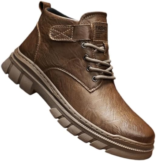 

Ботинки Minlaidian для мужчин с высоким берцем - противоскользящая подошва из ПВХ, амортизирующая стелька и поддержка свода стопы - всесезонные ботинки на шнуровке для работы, строительства, повседневной и повседневной одежды, хаки