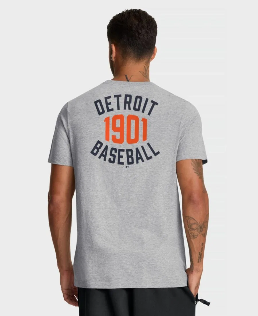 Мужская футболка светло-серого цвета с изображением команды Detroit Tigers из Куперстауна, посвященная двум хитам Nike, Heather Gray — фото 3