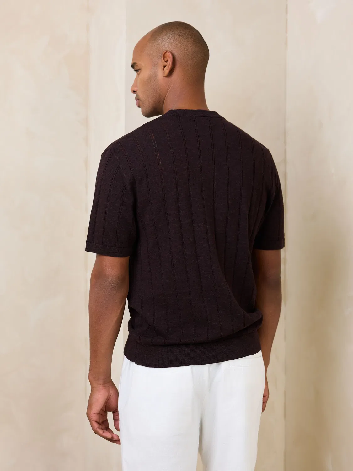 Футболка с фактурным вязанием, Regular Fit, Pointelle Knitted Next, коричневый — фото 3