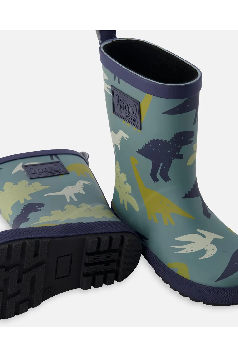Детские резиновые сапоги водонепроницаемые с принтом Deux par Deux, Green Dinosaur Print — фото 3