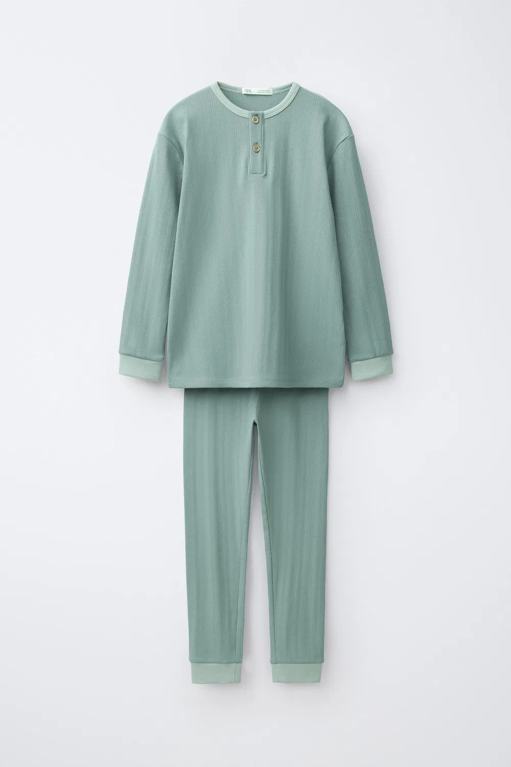Пижама для детей, однотонная с текстурой, 6-14 лет ZARA, Green