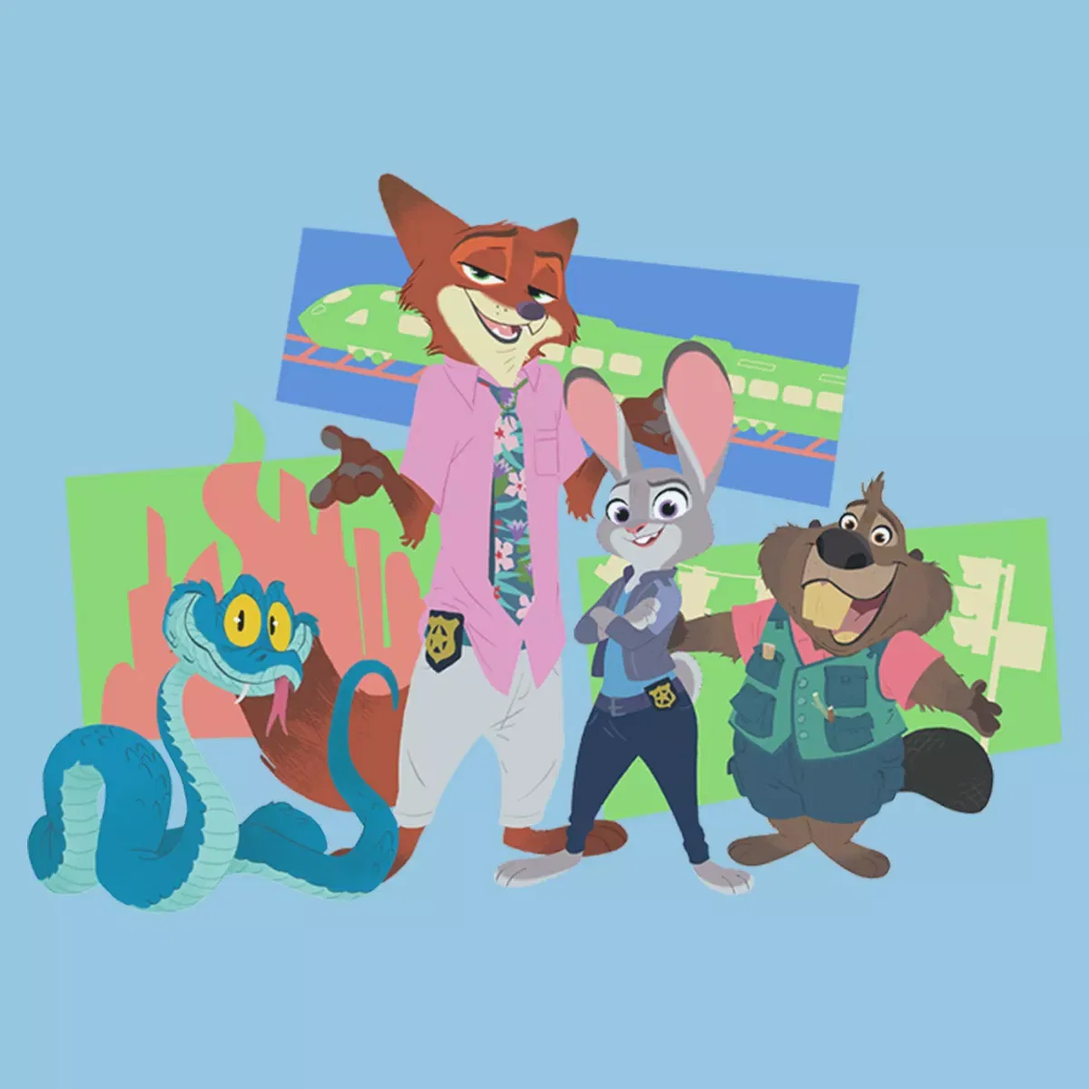 Детская футболка с принтом Zootopia 2 Judy Hopps and Friends, Light Blue — фото 2