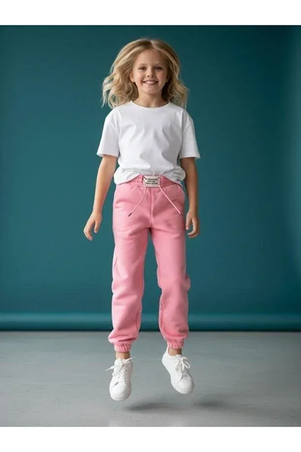 Детские спортивные штаны для девочек с начесом Zekids, Pink — фото 3