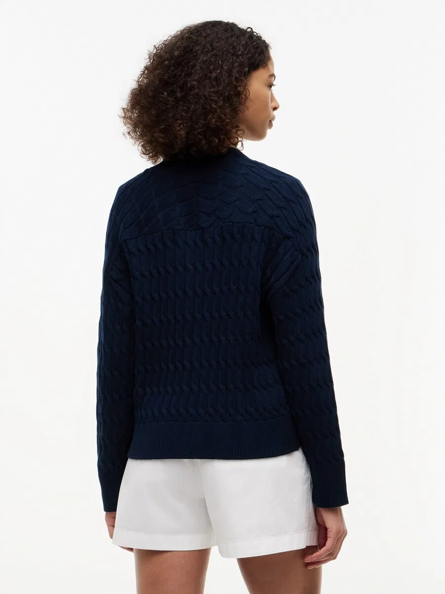 Вязаный кардиган TOMMY HILFIGER "Cable Oversized" темно-синего цвета — фото 4