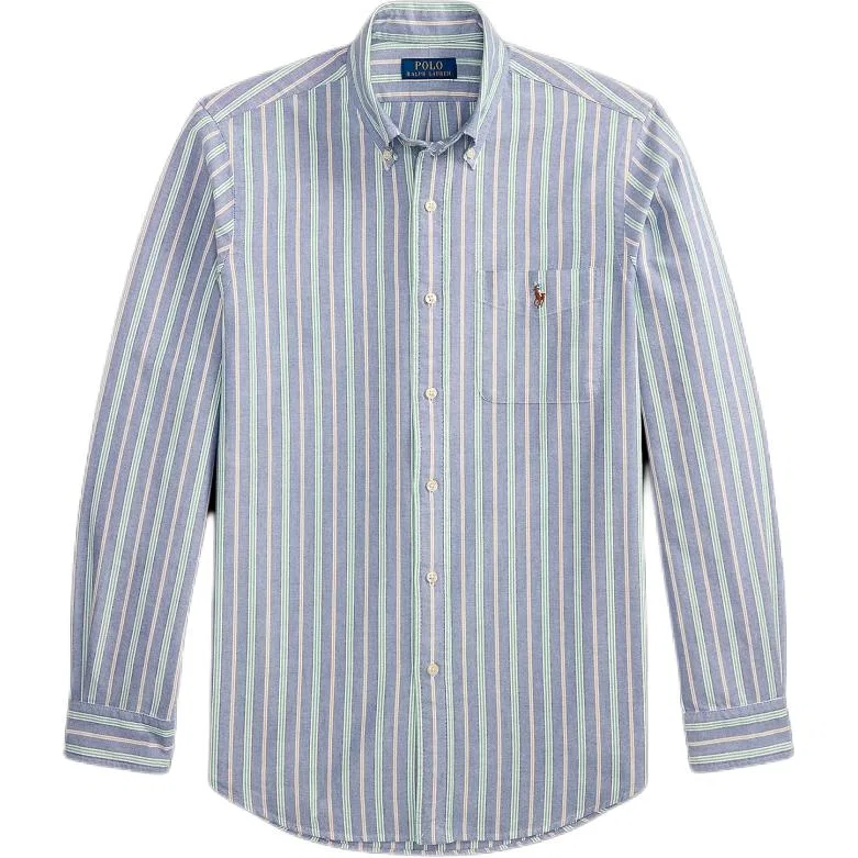 Мужская рубашка с отложным воротником прямого кроя Dark Blue Polo Ralph Lauren