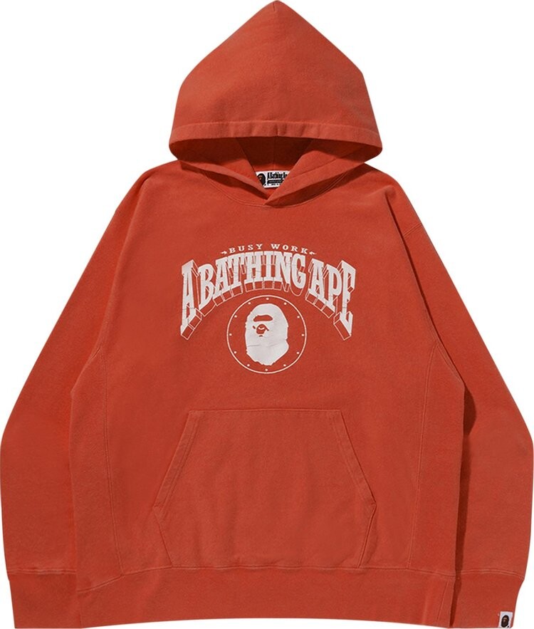 

Худи BAPE Washed Relaxed Fit Hoodie 'Red', красный
