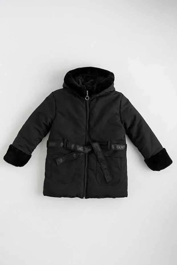 Детское пальто для девочек зимнее с капюшоном cool Enucuzburası, Black