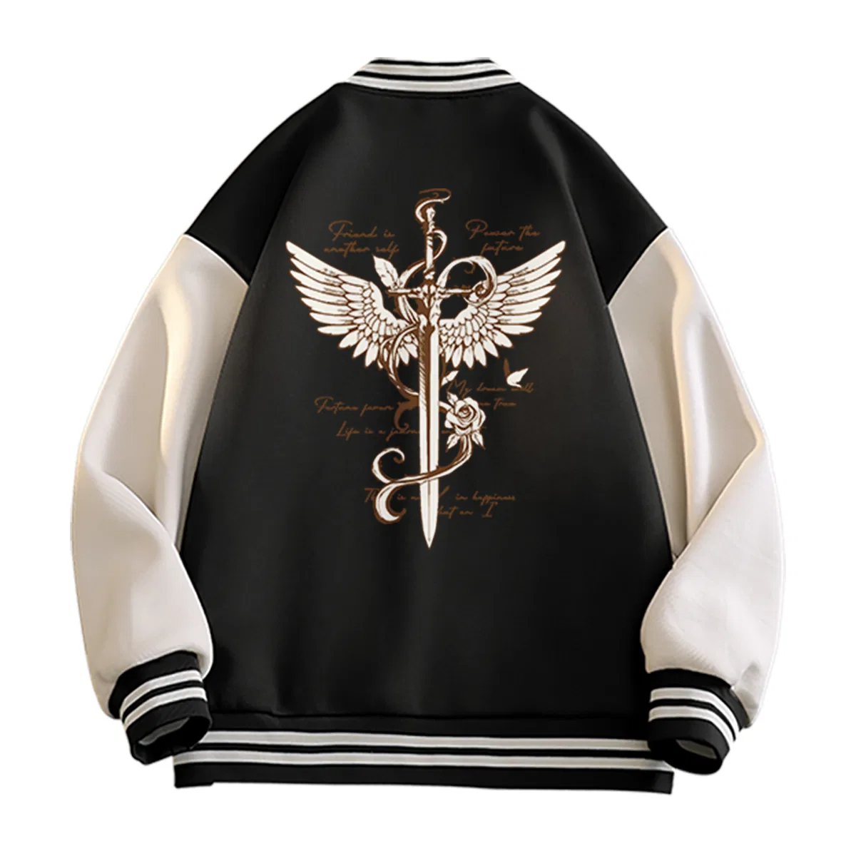 Детская бейсбольная куртка с начесом MINISO, Dark Gray (Y Angel Saint Sword Chest Badge) — фото 3