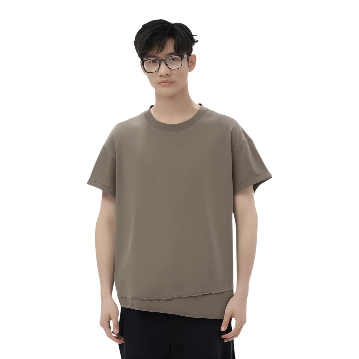 Мужская футболка с круглым вырезом Beige ZARA, Бежевый — фото 4