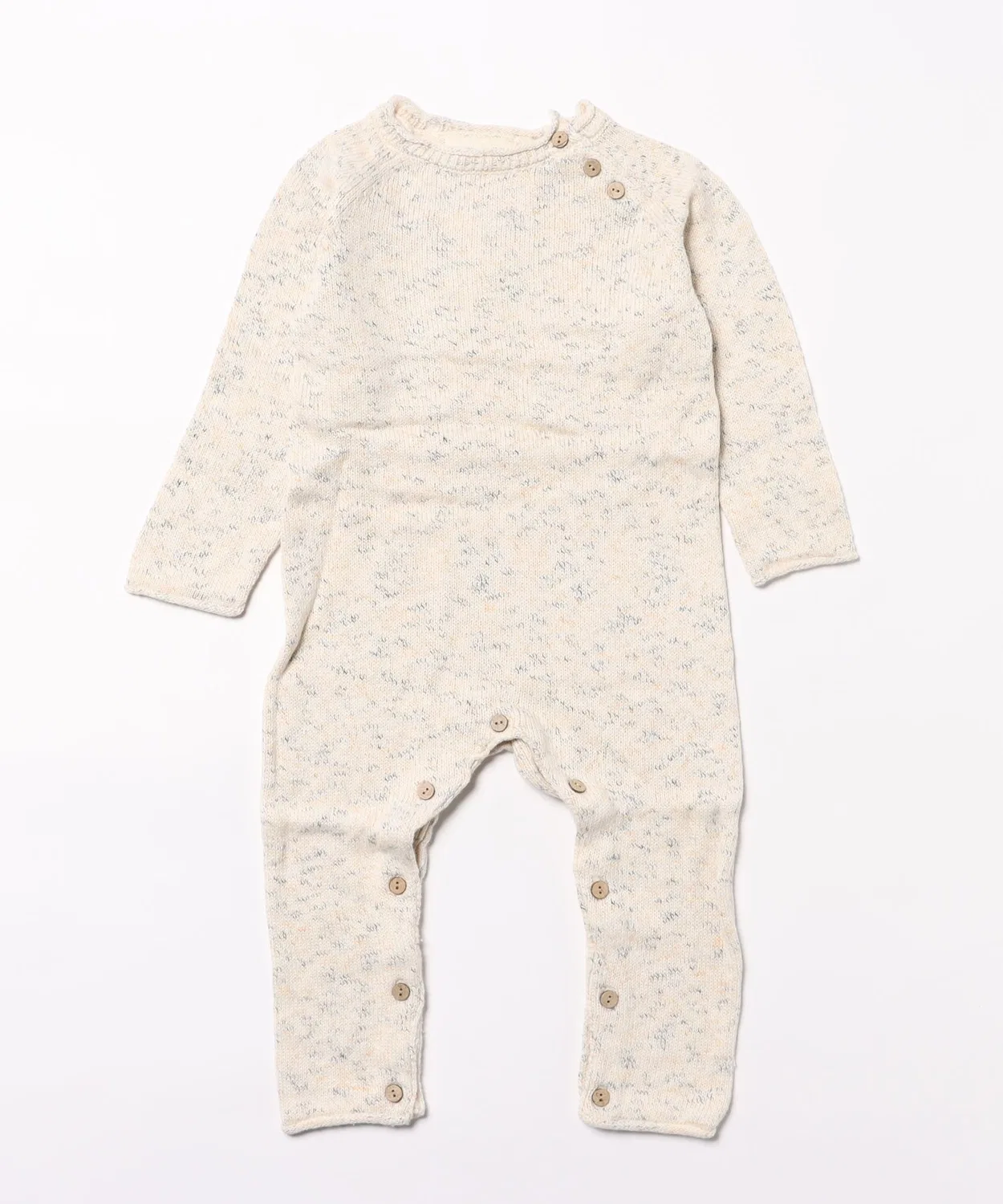 Детский комбинезон из хлопка с принтом Speckled Knit Jumpsuit Quincy Mae, Ivory