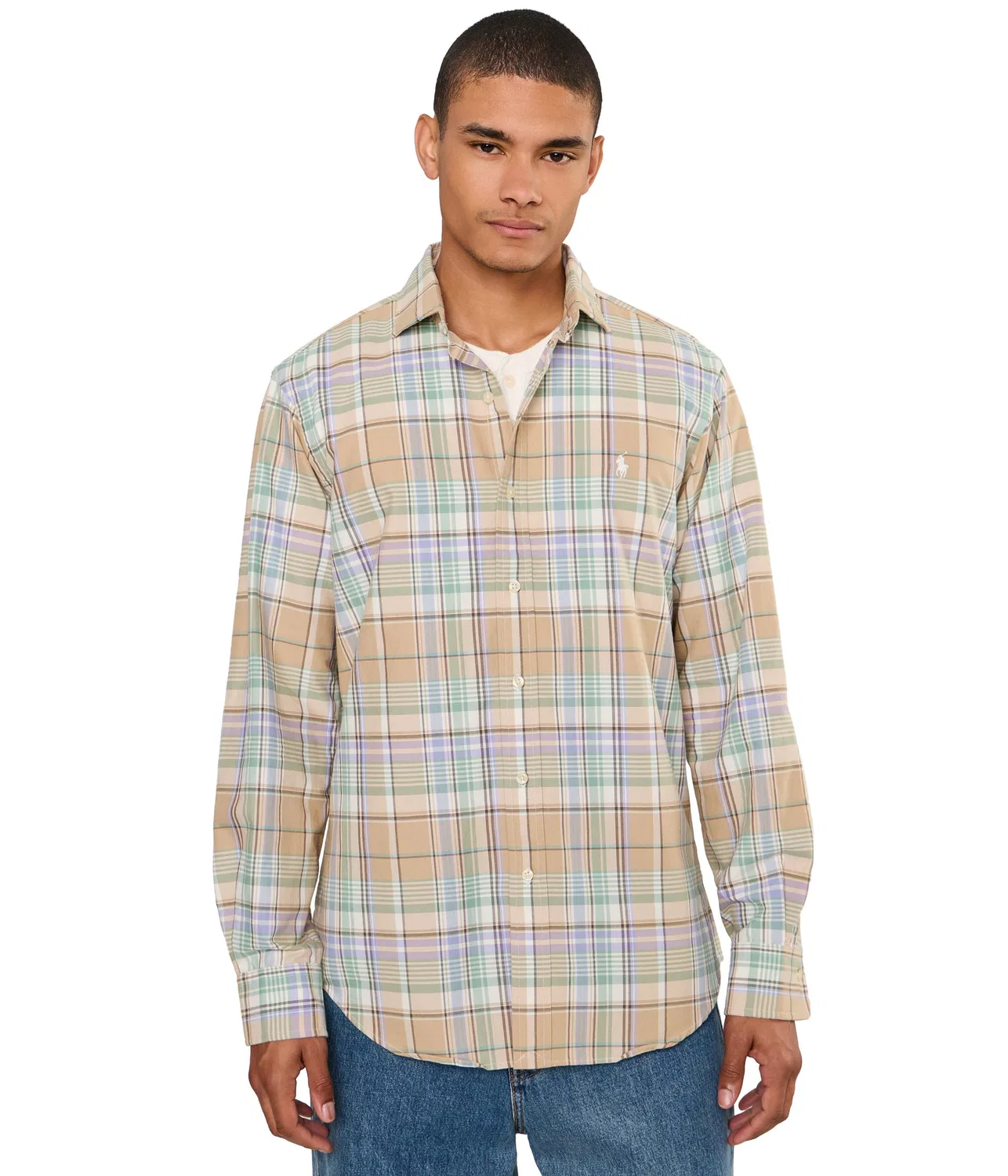 Рубашка в клетку «Оксфорд» Polo Ralph Lauren, Khaki/Faded Mint Multi