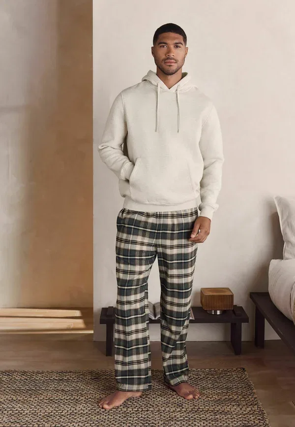 Пижамный набор с капюшоном Check Regular fit, Next, Neutral, нейтральный — фото 2