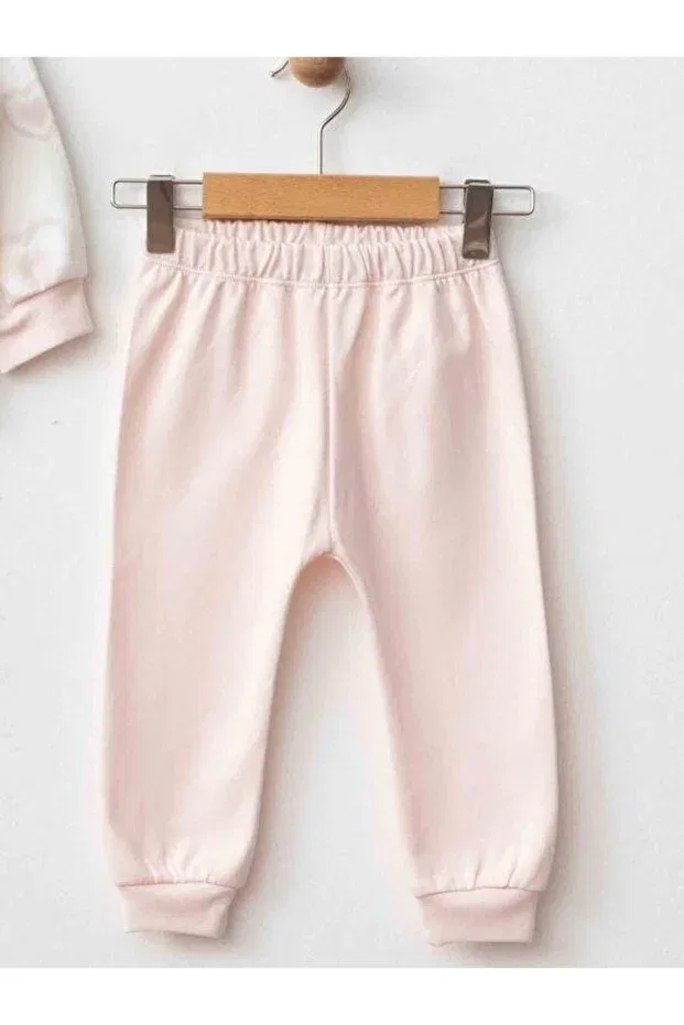 Детский комплект спортивного костюма для девочек с принтом Heart Patterned Zekids, Powder — фото 4
