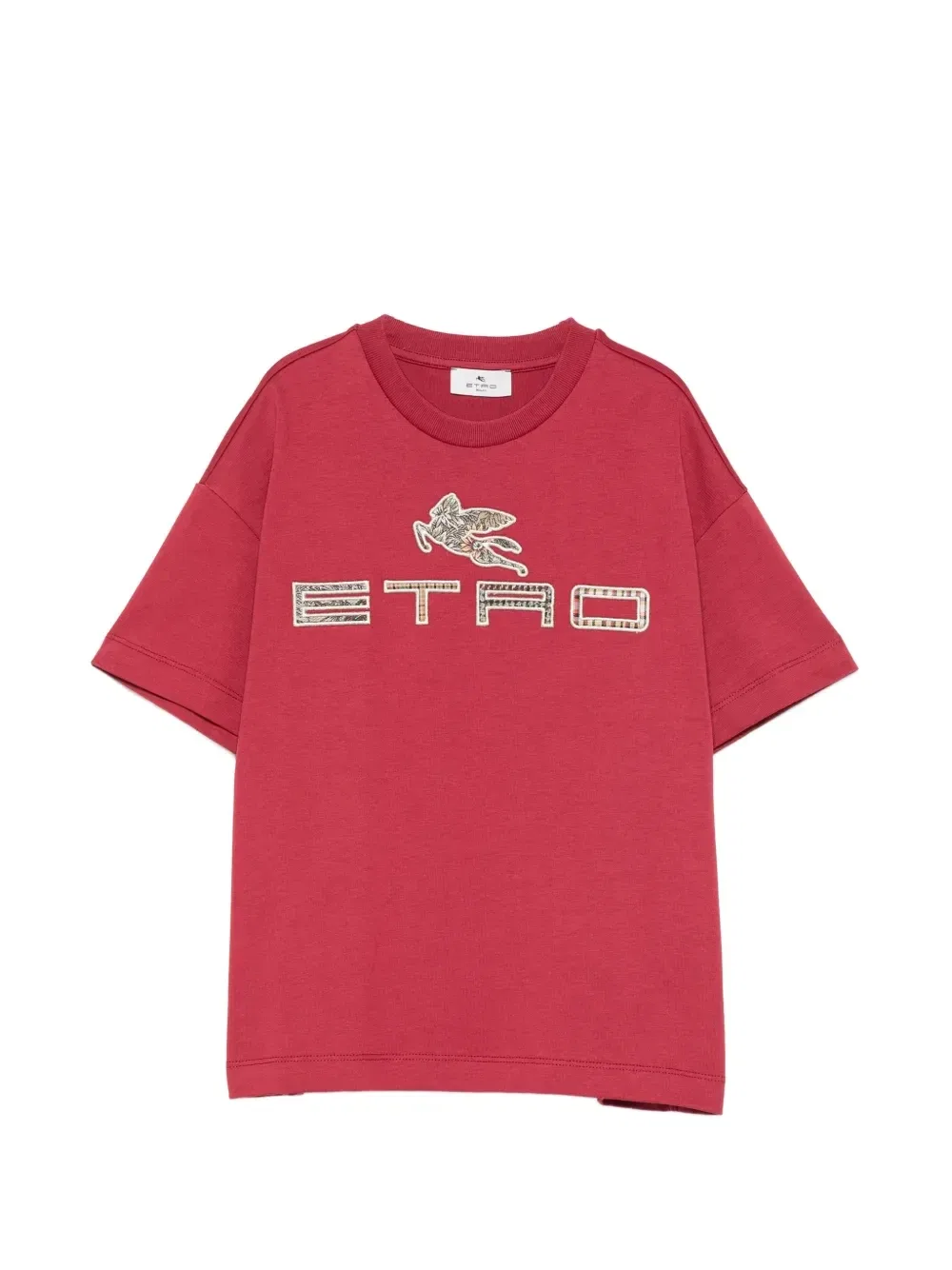 Футболка с нашивкой в виде логотипа Пегаса Etro Kids, красный