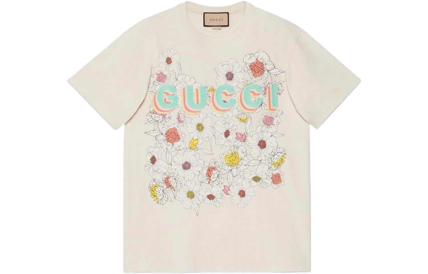 Женская футболка с опущенным плечом Tanabata Series GUCCI, Ecru