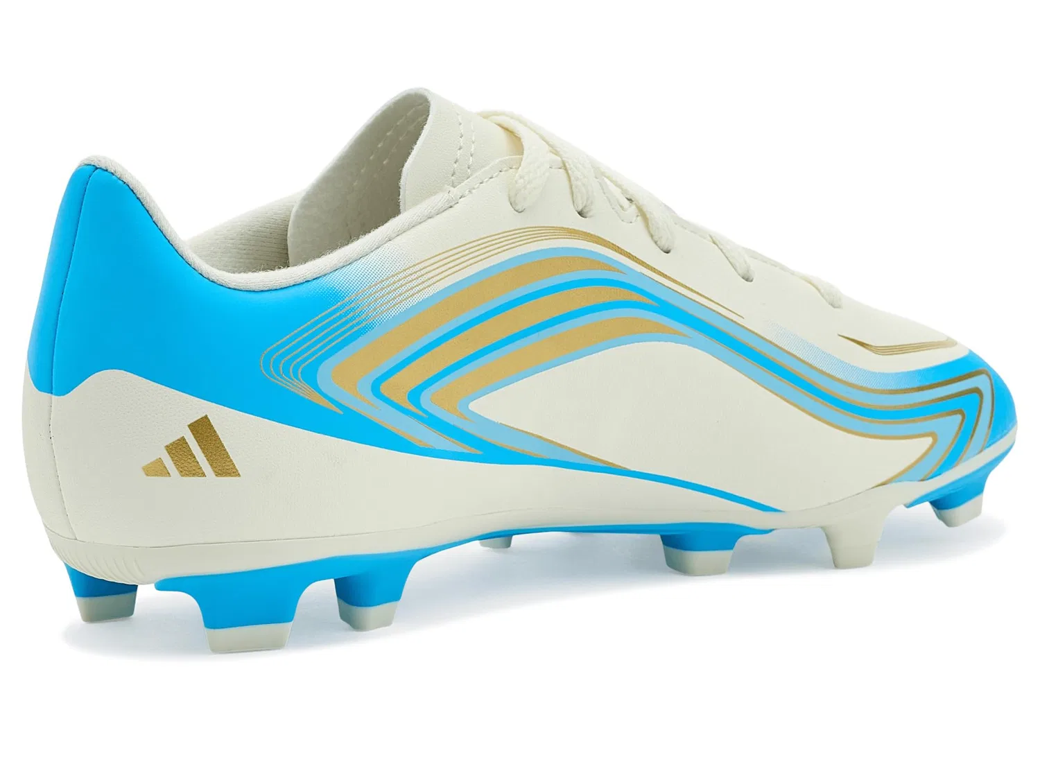 Бутсы F50 Messi Club Firm Ground/Multi Ground Football (для маленьких и больших детей) Adidas Kids, Ivory/Semi Blue Burst/Icey Blue — фото 4