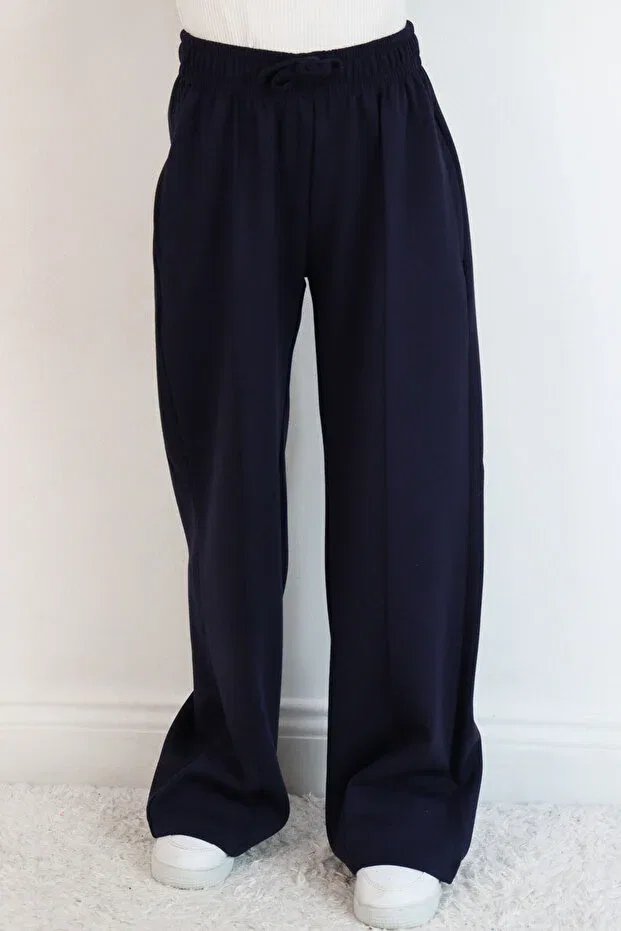 Детские спортивные штаны для девочек с широкими штанинами Breeze, Navy Blue — фото 3