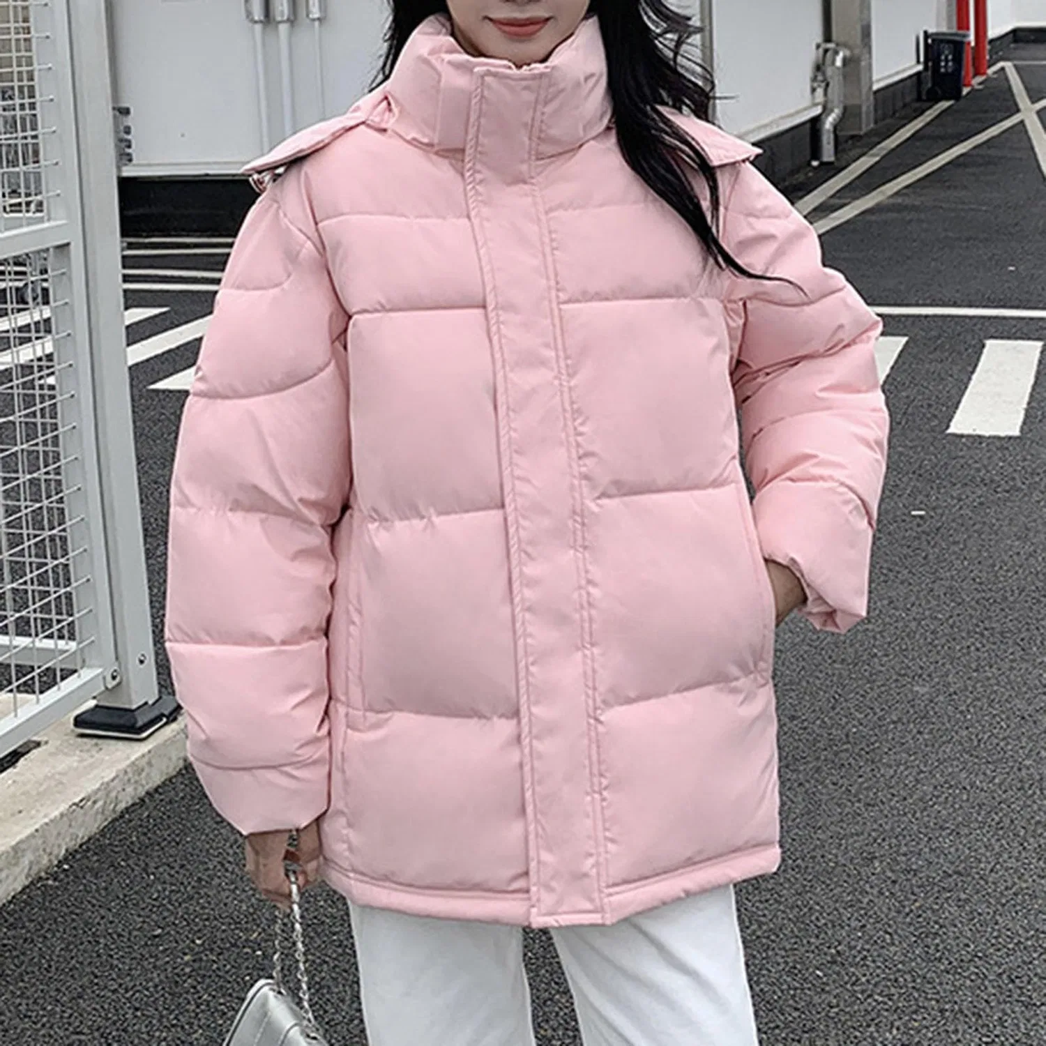 Женское длинное пуховое пальто с капюшоном, Colore: Rosa — фото 2