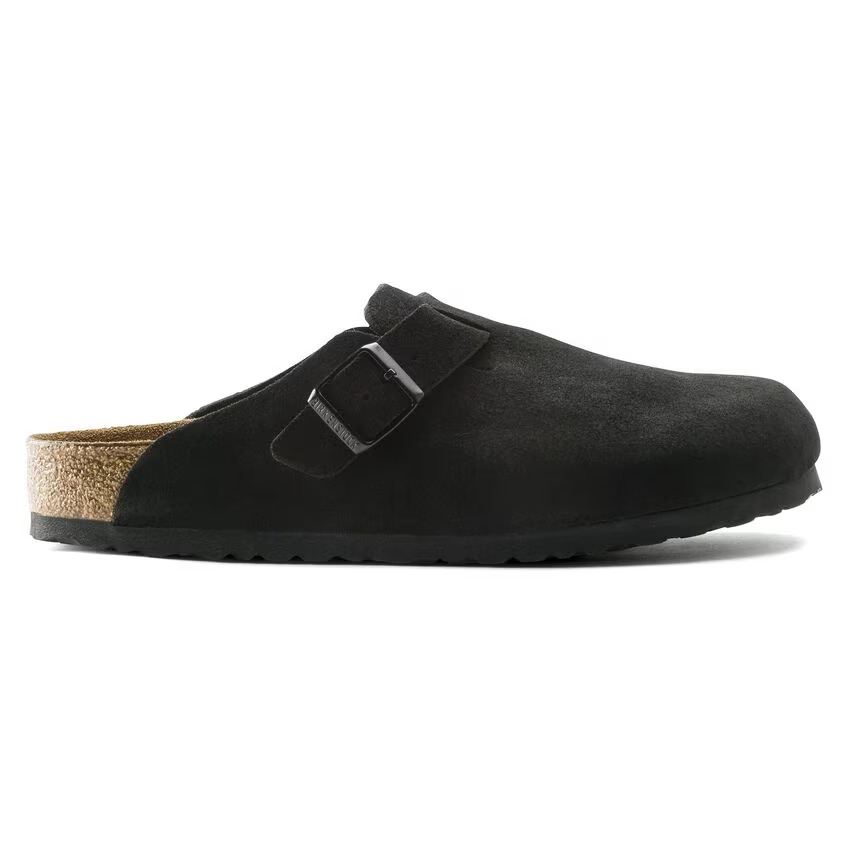 

Сандалии-клоги Birkenstock Boston Soft Footbed Suede Leather, черный