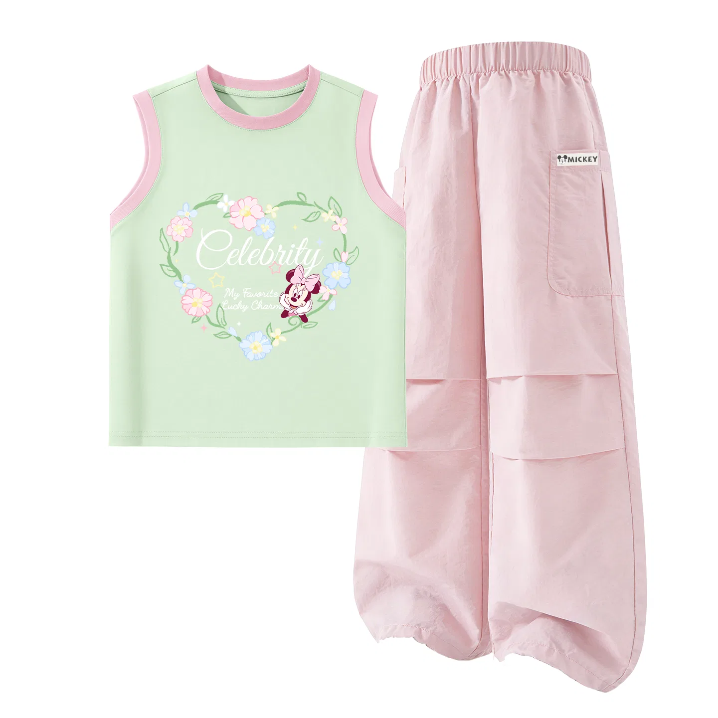 Костюм спортивный повседневный, дышащий, Disney, Di Flower Garden Pink Green+Di HU Long Hook-and-Loop Magnolia Pink — фото 3