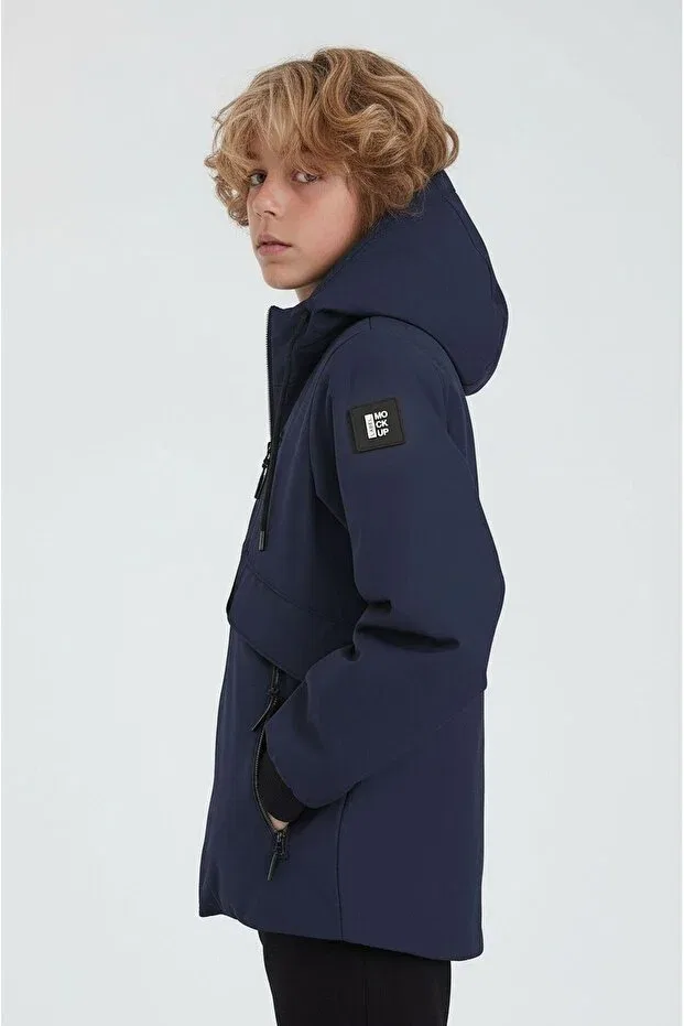 Детское спортивное пальто для мальчиков с капюшоном Civiltipolo, Navy Blue — фото 3