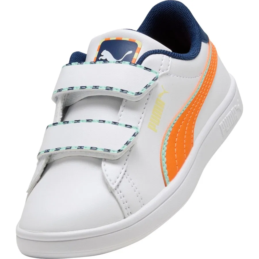 Детские спортивные кроссовки Puma Smash 3.0 Playdate V Ps, Бело-оранжевый — фото 3