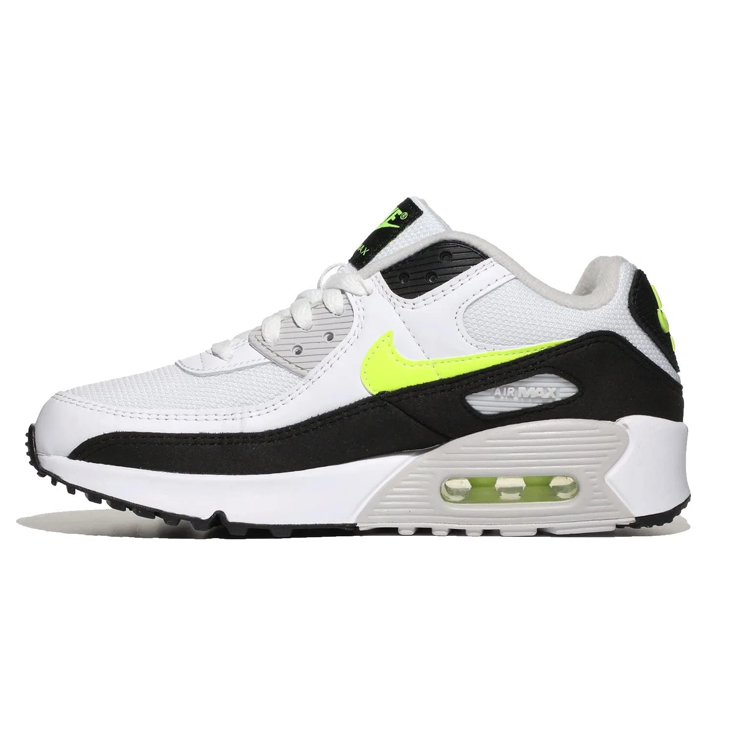 Детские кроссовки для мальчиков с мемори-пеной Air Max 90 NIKE, White Lime Warm Black Grey Neutral — фото 2