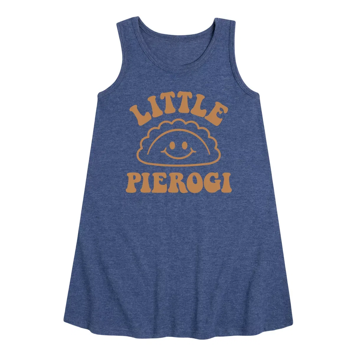 Детское платье-трапеция без рукавов Dyngus Day Little Pierogi Instant Message, Heather Navy
