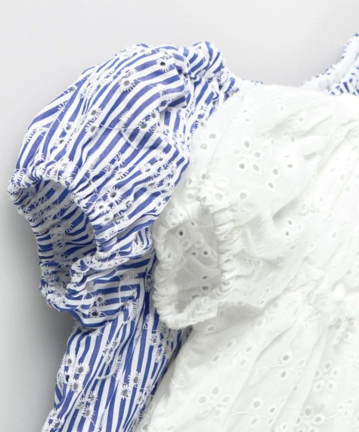 Детский комплект из туники и шорт с кружевной отделкой, модель Over Lace Set Up, branshes, Blue — фото 3