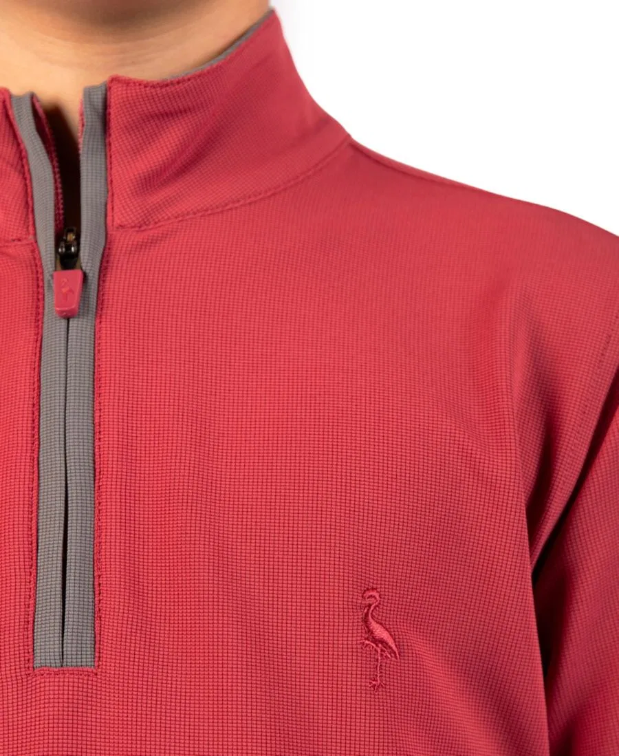 Свитшот с четверть-молнией Micro Grid Textured Performance Tailorbyrd, Sunwashed Red — фото 4
