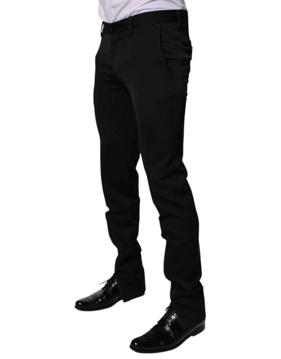 Мужские брюки классические с логотипом Black Wool Tapered Formal Dress Pants Dolce & Gabbana, черный — фото 3