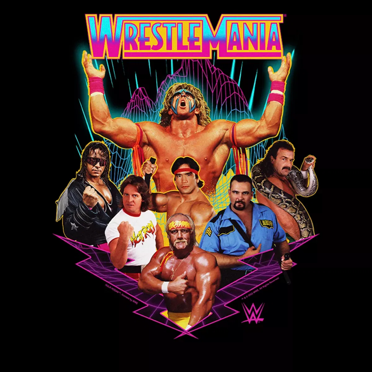 Детская футболка с принтом Boys' Husky WWE Futuristic WrestleMania Team WWE, Black — фото 2
