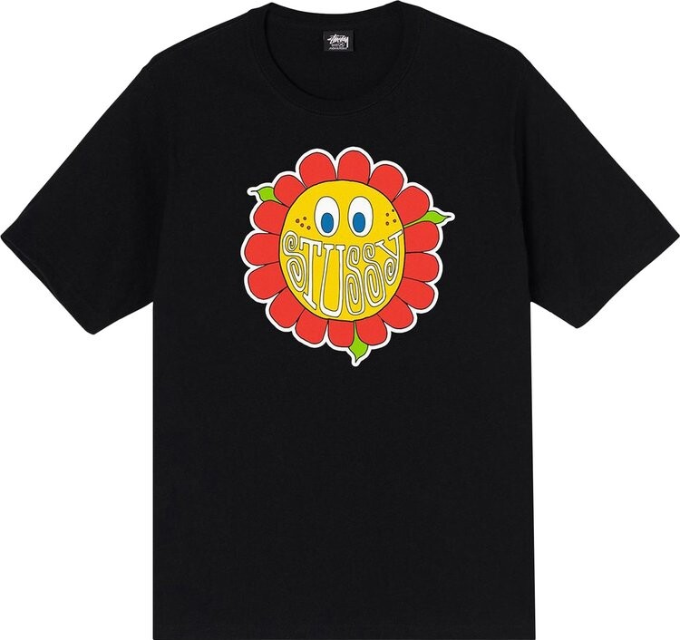 

Футболка Stussy Happy Flower T-Shirt 'Black', черный