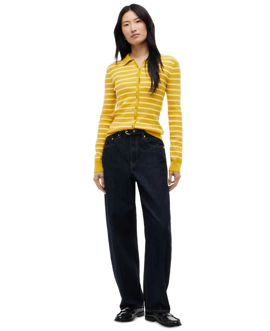 Кардиган с воротником-поло, 100% хлопок Tommy Hilfiger, Breton Stripe Orn Yellow Frozen Cust — фото 2